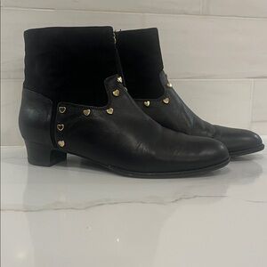 LOVE MOSCHINO studded nappa leather almond toe ankle boots